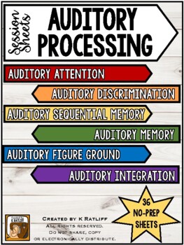Preview of Session Sheets: Auditory Processing (36 Print & Go Sheets)