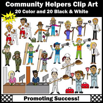 Preview of Set 1 Community Helpers Clipart Soldier Plumber Coach Farmer Life Guard Clip Art
