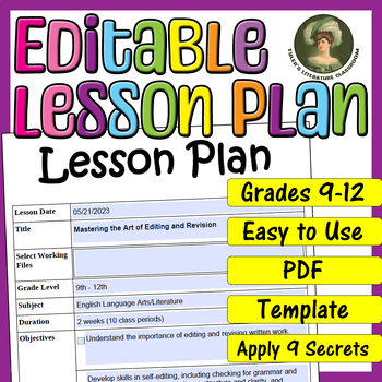Preview of Bundle #1 : Editable Lesson Plan for High School