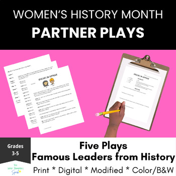Preview of Set 1 Famous Female Leader Partner Plays for Women's History Month 3rd 4th 5th