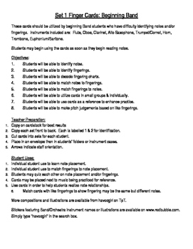 Preview of Set 1 Note & Fingering Flash Cards for Beginning Band