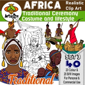 Preview of Set 3: x40 Africa Realistic Clip Art images: Traditions, people and ceremonies