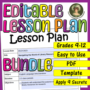Preview of Bundle #2 : Editable Lesson Plan for High School
