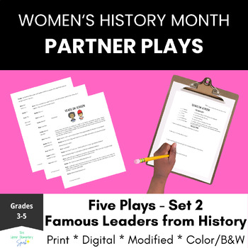Preview of Set 2 Famous Female Leader Partner Plays for Women's History Month 3rd 4th 5th