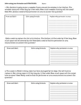 Set 2 Perimeter and Area Word Problems MJ by Falcon Ladies | TPT