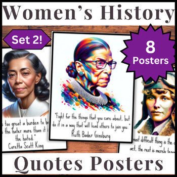 Preview of Set 2 - Women's History Month Bulletin Board | 8 Portraits | Quotes Posters