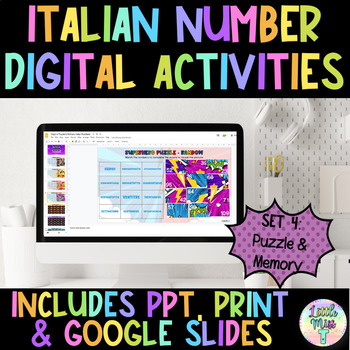 Preview of Set 4 - Italian Numbers Interactive Digital & Print - Puzzle & Memory Activity