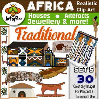 Preview of Set 5 of Traditional and Ancient Africa series - 30 clipart images FREE sample!