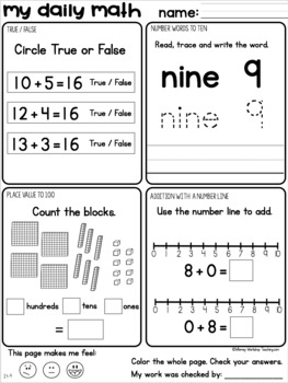 Set 7 March Daily Math Practice And Review Worksheets For First Grade