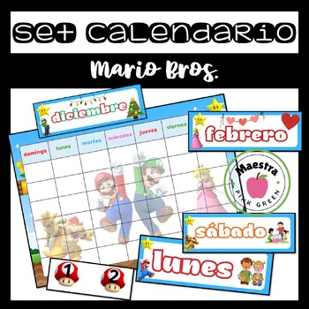 Preview of Set Calendario Mario Bros. (calendario, números, meses, días y años)