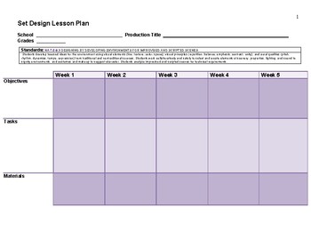 Preview of Set Design 8 Week Lesson Plan Template