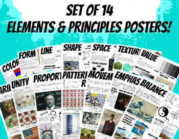Preview of Set Elements and Principles of Design Block Posters Art Classroom Decor Handouts