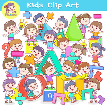 Preview of Set Kids and Math clip art. Set A