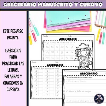 Abecedario manuscrito / cursivo (Hojas de trabajo) | Spanish ABC ...