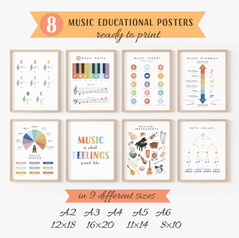 Preview of Set Of 8 Music Educational Posters, Music Theory Posters, Classroom Decor.