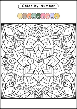 Preview of Set, Square Mandala Color by Number (1-9) | Coloring Pages