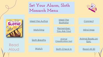 Preview of Set Your Alarm, Sloth Choice Board in Google Slides M24