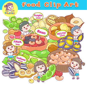Preview of Set food clip art. Beans Vector.