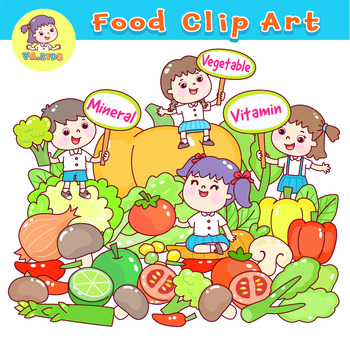 Preview of Set food clip art. Set collection fruits and vegetables.