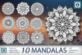 Set of 10 Round Hand Drawn Mandalas