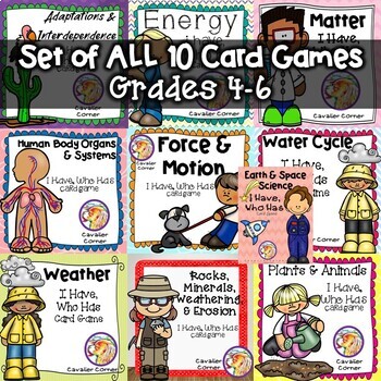 Preview of Set of 10 Science Card Games BUNDLE-I Have, Who Has NGSS Grades 4-6