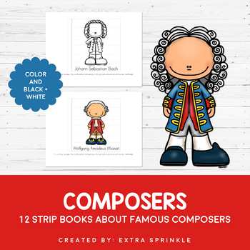 Preview of Set of 12 Composers Biography Strip Books