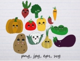 Set of 12 cute vegetables color clipart vector graphic Dig