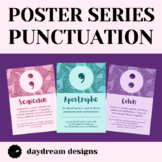 Set of 14 pastel patterned punctuation posters for the Eng