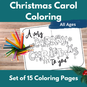 Preview of Set of 15 Christmas Carol Coloring Activity Pages/Sheets