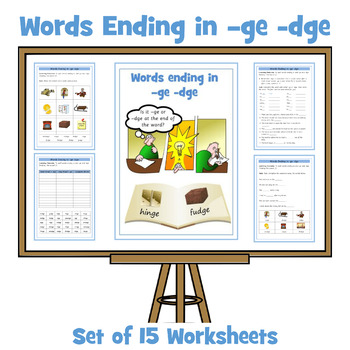Preview of ge / dge Words - Words Ending in -ge / -dge - 15 Worksheets