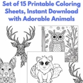 Set of 15 Printable Coloring Sheets, Instant Download with