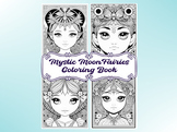 Set of 18 Mystic Moon Fairy Portraits Coloring Pages