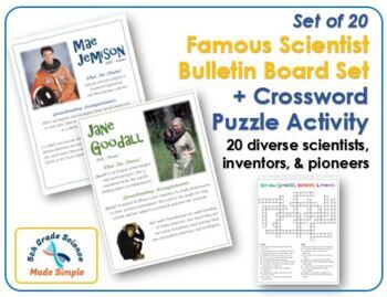 Preview of Set of 20 Famous Scientists Posters + Crossword Puzzle Activity