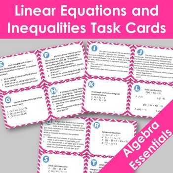 Preview of Set of 20 Linear Functions and Inequalities Task Cards
