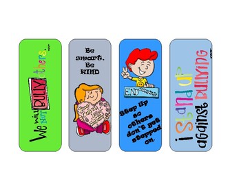 Set of 24 Anti-Bullying Bookmarks-Ready to use by The Counselor's Files