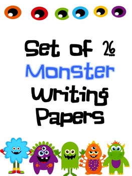 Preview of Set of 26 Monster Themed Lined Paper