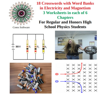 Preview of Electricity and Magnetism Bundle -High School Physics Crosswords with Word Bank