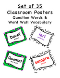 Italian Posters Question Words and Word Wall (Set of 35)