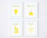 Set of 4 Bright Colorful Printable Science Posters