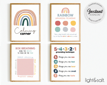 Preview of Set of 4 Rainbow grounding technique posters, printable files