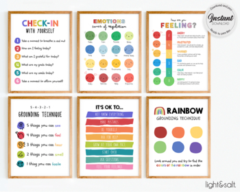 Preview of Set of 6 Calm corner posters, Grounding technique posters, zones of regulation