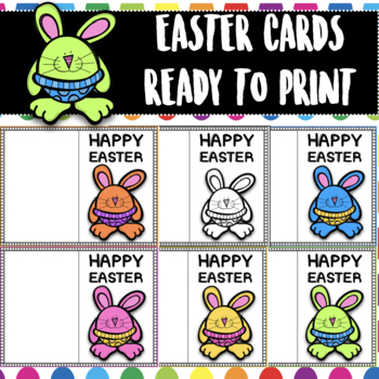 Preview of Set of 6 Cute and Happy Easter cards - Bright colors!