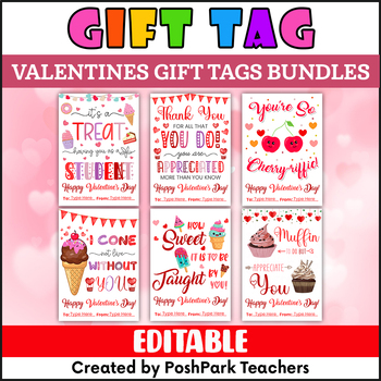 Preview of Set of 6 Valentines Day Appreciation Gift Tag Bundle | Valentines Day Cards