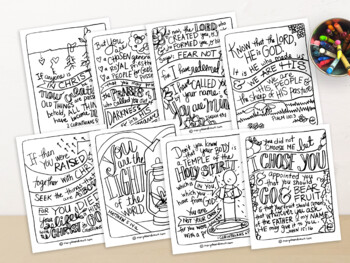 Preview of Set of 8 Bible Verse Coloring Pages: Our Identity in Jesus