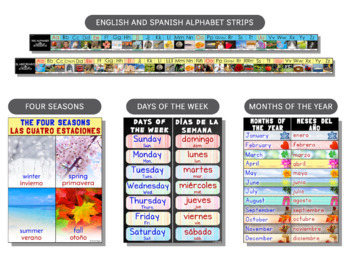 Bilingual Spanish Educational Posters Set for Kids and 