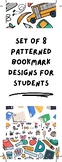 Set of 8 Patterned School and Reading Themed Bookmarks for