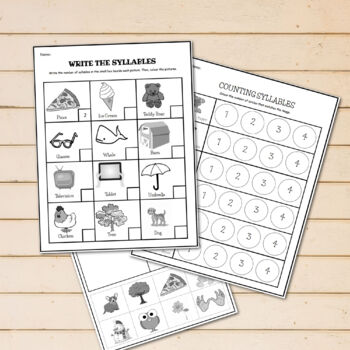 kindergarten syllable worksheets teaching resources tpt