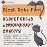 Set of Black Cat Fonts : Fonts (OTF, TTF) and Clip Art (PNG, SVG)