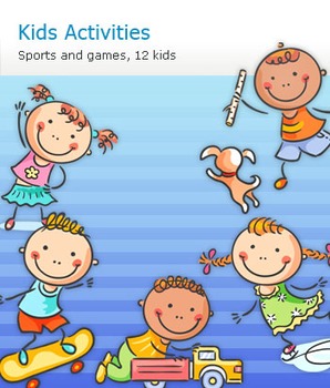 Set of Cartoon Kids' Outdoor Activities, Sports and Games | TPT