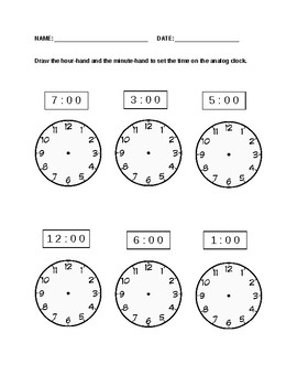 set of clock worksheets analog and digital by samantha schmitt tpt